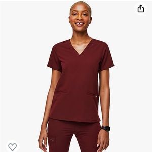 Figs Casma Burgundy Scrub Top